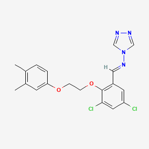 molecular formula C19H18Cl2N4O2 B5506418 N-{3,5-二氯-2-[2-(3,4-二甲基苯氧基)乙氧基]苄叉}-4H-1,2,4-三唑-4-胺 