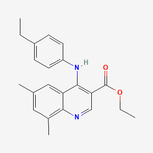 molecular formula C22H24N2O2 B5506420 4-[(4-乙基苯基)氨基]-6,8-二甲基-3-喹啉羧酸乙酯 