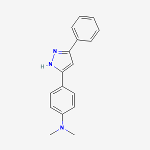 molecular formula C17H17N3 B5506457 N,N-dimethyl-4-(5-phenyl-1H-pyrazol-3-yl)aniline 