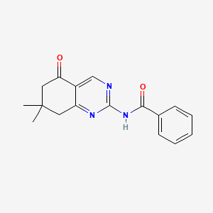 molecular formula C17H17N3O2 B5506474 N-(7,7-二甲基-5-氧代-5,6,7,8-四氢-2-喹唑啉基)苯甲酰胺 