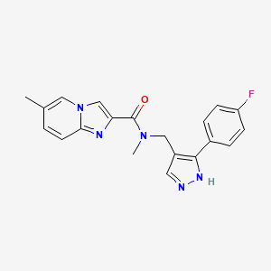 molecular formula C20H18FN5O B5506488 N-{[3-(4-fluorophenyl)-1H-pyrazol-4-yl]methyl}-N,6-dimethylimidazo[1,2-a]pyridine-2-carboxamide 