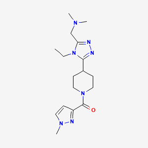 molecular formula C17H27N7O B5506494 1-(4-ethyl-5-{1-[(1-methyl-1H-pyrazol-3-yl)carbonyl]piperidin-4-yl}-4H-1,2,4-triazol-3-yl)-N,N-dimethylmethanamine 
