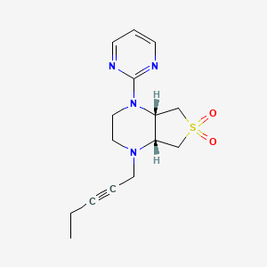 molecular formula C15H20N4O2S B5506596 (4aS*,7aR*)-1-pent-2-yn-1-yl-4-pyrimidin-2-yloctahydrothieno[3,4-b]pyrazine 6,6-dioxide 