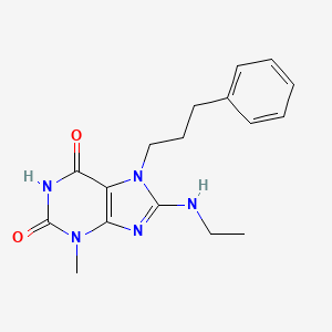 molecular formula C17H21N5O2 B5506610 8-(ethylamino)-3-methyl-7-(3-phenylpropyl)-3,7-dihydro-1H-purine-2,6-dione 