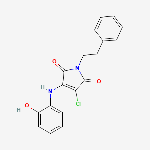 molecular formula C18H15ClN2O3 B5506633 3-氯-4-[(2-羟基苯基)氨基]-1-(2-苯乙基)-1H-吡咯-2,5-二酮 