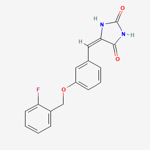 molecular formula C17H13FN2O3 B5506650 5-{3-[(2-氟苄基)氧]亚苄基}-2,4-咪唑烷二酮 