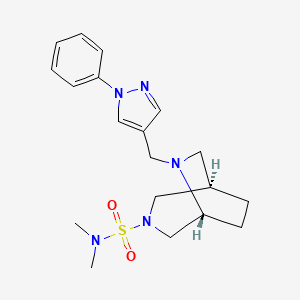 molecular formula C19H27N5O2S B5506676 (1R*,5R*)-N,N-二甲基-6-[(1-苯基-1H-吡唑-4-基)甲基]-3,6-二氮杂双环[3.2.2]壬烷-3-磺酰胺 