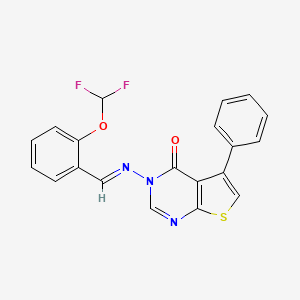 molecular formula C20H13F2N3O2S B5506678 3-{[2-(二氟甲氧基)亚苄基]氨基}-5-苯基噻吩并[2,3-d]嘧啶-4(3H)-酮 