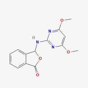 molecular formula C14H13N3O4 B5506685 3-[(4,6-dimethoxy-2-pyrimidinyl)amino]-2-benzofuran-1(3H)-one 