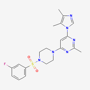 molecular formula C20H23FN6O2S B5506716 4-(4,5-dimethyl-1H-imidazol-1-yl)-6-{4-[(3-fluorophenyl)sulfonyl]-1-piperazinyl}-2-methylpyrimidine 