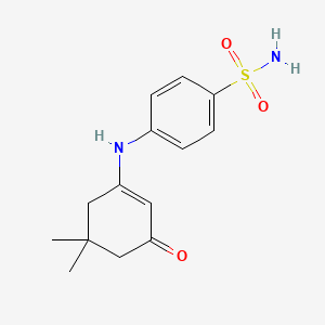 molecular formula C14H18N2O3S B5506731 4-[(5,5-dimethyl-3-oxo-1-cyclohexen-1-yl)amino]benzenesulfonamide 