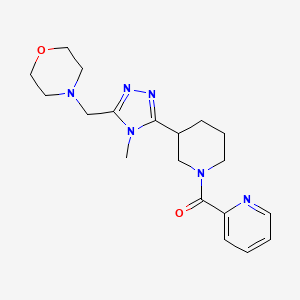molecular formula C19H26N6O2 B5506751 4-({4-甲基-5-[1-(吡啶-2-基羰基)哌啶-3-基]-4H-1,2,4-三唑-3-基}甲基)吗啉 