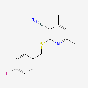 molecular formula C15H13FN2S B5506758 2-[(4-fluorobenzyl)thio]-4,6-dimethylnicotinonitrile 