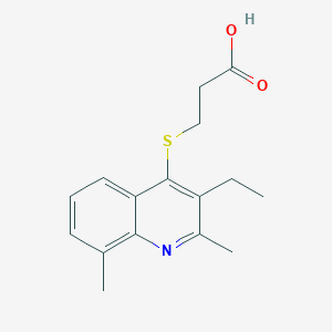 molecular formula C16H19NO2S B5506781 3-[(3-ethyl-2,8-dimethyl-4-quinolinyl)thio]propanoic acid 