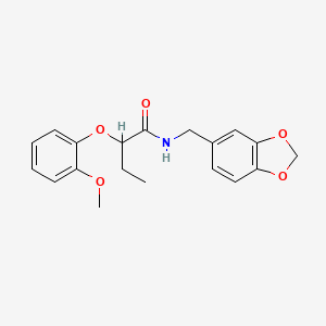 molecular formula C19H21NO5 B5506802 N-(1,3-benzodioxol-5-ylmethyl)-2-(2-methoxyphenoxy)butanamide 