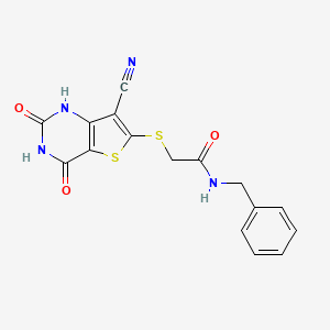 N-benzyl-2-[(7-cyano-4-hydroxy-2-oxo-1,2-dihydrothieno[3,2-d]pyrimidin-6-yl)thio]acetamide