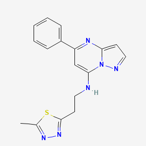 molecular formula C17H16N6S B5506847 N-[2-(5-methyl-1,3,4-thiadiazol-2-yl)ethyl]-5-phenylpyrazolo[1,5-a]pyrimidin-7-amine 
