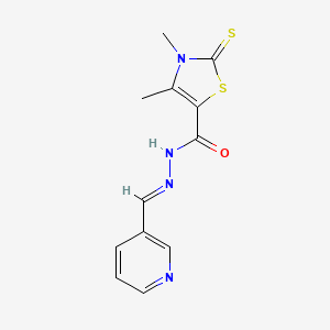 molecular formula C12H12N4OS2 B5506879 3,4-dimethyl-N'-(3-pyridinylmethylene)-2-thioxo-2,3-dihydro-1,3-thiazole-5-carbohydrazide 