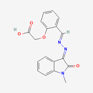 molecular formula C18H15N3O4 B5506886 {2-[(1-methyl-2-oxo-1,2-dihydro-3H-indol-3-ylidene)carbonohydrazonoyl]phenoxy}acetic acid 