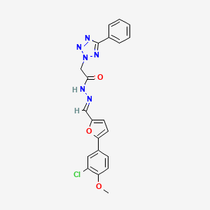 molecular formula C21H17ClN6O3 B5506900 N'-{[5-(3-chloro-4-methoxyphenyl)-2-furyl]methylene}-2-(5-phenyl-2H-tetrazol-2-yl)acetohydrazide 