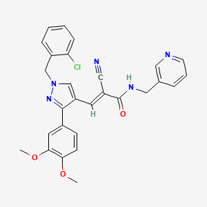 molecular formula C28H24ClN5O3 B5506905 3-[1-(2-chlorobenzyl)-3-(3,4-dimethoxyphenyl)-1H-pyrazol-4-yl]-2-cyano-N-(3-pyridinylmethyl)acrylamide 