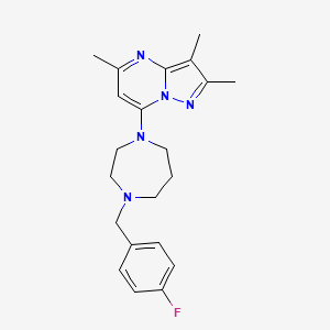 molecular formula C21H26FN5 B5506914 7-[4-(4-fluorobenzyl)-1,4-diazepan-1-yl]-2,3,5-trimethylpyrazolo[1,5-a]pyrimidine 