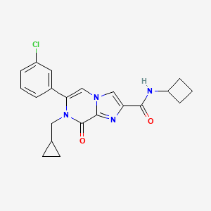 molecular formula C21H21ClN4O2 B5506918 6-(3-chlorophenyl)-N-cyclobutyl-7-(cyclopropylmethyl)-8-oxo-7,8-dihydroimidazo[1,2-a]pyrazine-2-carboxamide 