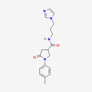 molecular formula C18H22N4O2 B5506921 N-[3-(1H-咪唑-1-基)丙基]-1-(4-甲基苯基)-5-氧代-3-吡咯烷甲酰胺 
