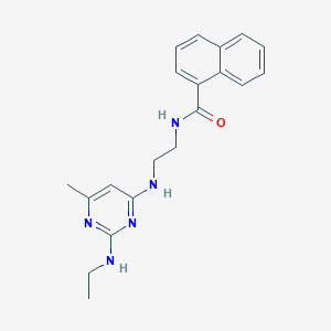 molecular formula C20H23N5O B5506935 N-(2-{[2-(ethylamino)-6-methyl-4-pyrimidinyl]amino}ethyl)-1-naphthamide 