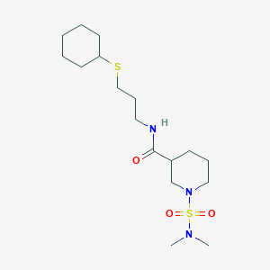 molecular formula C17H33N3O3S2 B5506972 N-[3-(cyclohexylthio)propyl]-1-[(dimethylamino)sulfonyl]-3-piperidinecarboxamide 