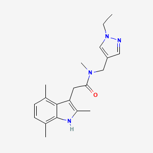 molecular formula C20H26N4O B5506981 N-[(1-ethyl-1H-pyrazol-4-yl)methyl]-N-methyl-2-(2,4,7-trimethyl-1H-indol-3-yl)acetamide 