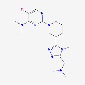 molecular formula C17H27FN8 B5507040 2-(3-{5-[(dimethylamino)methyl]-4-methyl-4H-1,2,4-triazol-3-yl}piperidin-1-yl)-5-fluoro-N,N-dimethylpyrimidin-4-amine 