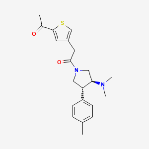molecular formula C21H26N2O2S B5507071 1-(4-{2-[(3S*,4R*)-3-(dimethylamino)-4-(4-methylphenyl)-1-pyrrolidinyl]-2-oxoethyl}-2-thienyl)ethanone 