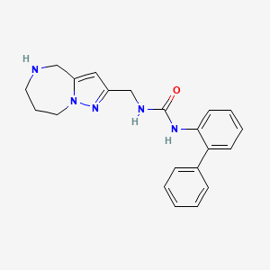 molecular formula C21H23N5O B5507082 N-biphenyl-2-yl-N'-(5,6,7,8-tetrahydro-4H-pyrazolo[1,5-a][1,4]diazepin-2-ylmethyl)urea 