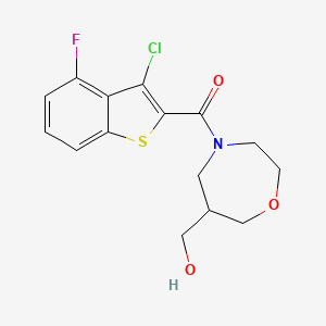 molecular formula C15H15ClFNO3S B5507099 {4-[(3-chloro-4-fluoro-1-benzothien-2-yl)carbonyl]-1,4-oxazepan-6-yl}methanol 