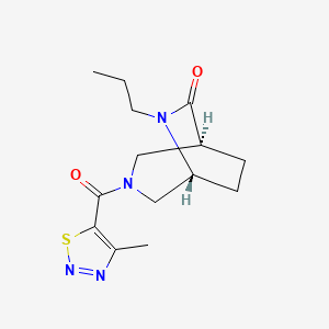 molecular formula C14H20N4O2S B5507118 (1S*,5R*)-3-[(4-甲基-1,2,3-噻二唑-5-基)羰基]-6-丙基-3,6-二氮杂双环[3.2.2]壬烷-7-酮 