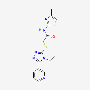 molecular formula C15H16N6OS2 B5507124 2-{[4-ethyl-5-(3-pyridinyl)-4H-1,2,4-triazol-3-yl]thio}-N-(4-methyl-1,3-thiazol-2-yl)acetamide 