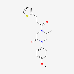 molecular formula C19H22N2O3S B5507186 1-(4-methoxyphenyl)-5-methyl-4-[3-(2-thienyl)propanoyl]-2-piperazinone 