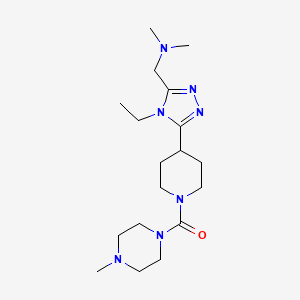 molecular formula C18H33N7O B5507195 1-(4-ethyl-5-{1-[(4-methylpiperazin-1-yl)carbonyl]piperidin-4-yl}-4H-1,2,4-triazol-3-yl)-N,N-dimethylmethanamine 