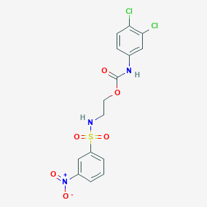molecular formula C15H13Cl2N3O6S B5507206 2-{[(3-nitrophenyl)sulfonyl]amino}ethyl (3,4-dichlorophenyl)carbamate 