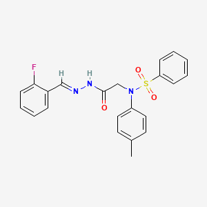 molecular formula C22H20FN3O3S B5507252 N-{2-[2-(2-氟苄叉亚胺基)肼基]-2-氧代乙基}-N-(4-甲苯基)苯磺酰胺 