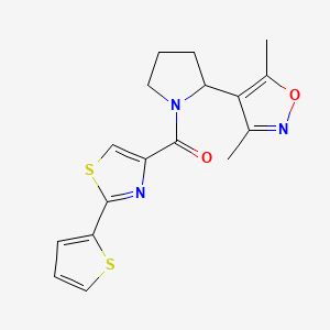 molecular formula C17H17N3O2S2 B5507259 3,5-dimethyl-4-(1-{[2-(2-thienyl)-1,3-thiazol-4-yl]carbonyl}-2-pyrrolidinyl)isoxazole 