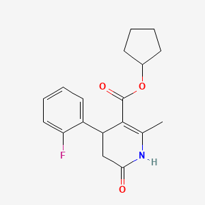 molecular formula C18H20FNO3 B5507271 cyclopentyl 4-(2-fluorophenyl)-2-methyl-6-oxo-1,4,5,6-tetrahydro-3-pyridinecarboxylate 