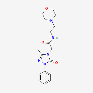 molecular formula C17H23N5O3 B5507274 2-(3-methyl-5-oxo-1-phenyl-1,5-dihydro-4H-1,2,4-triazol-4-yl)-N-[2-(4-morpholinyl)ethyl]acetamide 