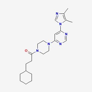 molecular formula C22H32N6O B5507284 4-[4-(3-cyclohexylpropanoyl)-1-piperazinyl]-6-(4,5-dimethyl-1H-imidazol-1-yl)pyrimidine 