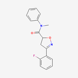 molecular formula C17H15FN2O2 B5507303 3-(2-fluorophenyl)-N-methyl-N-phenyl-4,5-dihydro-5-isoxazolecarboxamide 