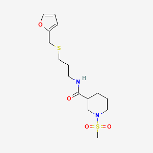 molecular formula C15H24N2O4S2 B5507318 N-{3-[(2-呋喃甲基)硫代]丙基}-1-(甲磺酰基)-3-哌啶甲酰胺 
