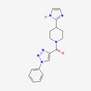 molecular formula C17H18N6O B5507321 4-(1H-咪唑-2-基)-1-[(1-苯基-1H-1,2,3-三唑-4-基)羰基]哌啶 