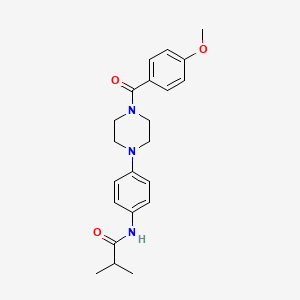 molecular formula C22H27N3O3 B5507349 N-{4-[4-(4-methoxybenzoyl)-1-piperazinyl]phenyl}-2-methylpropanamide 