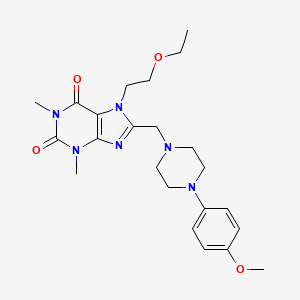 molecular formula C23H32N6O4 B5507365 7-(2-乙氧基乙基)-8-{[4-(4-甲氧基苯基)-1-哌嗪基]甲基}-1,3-二甲基-3,7-二氢-1H-嘌呤-2,6-二酮 